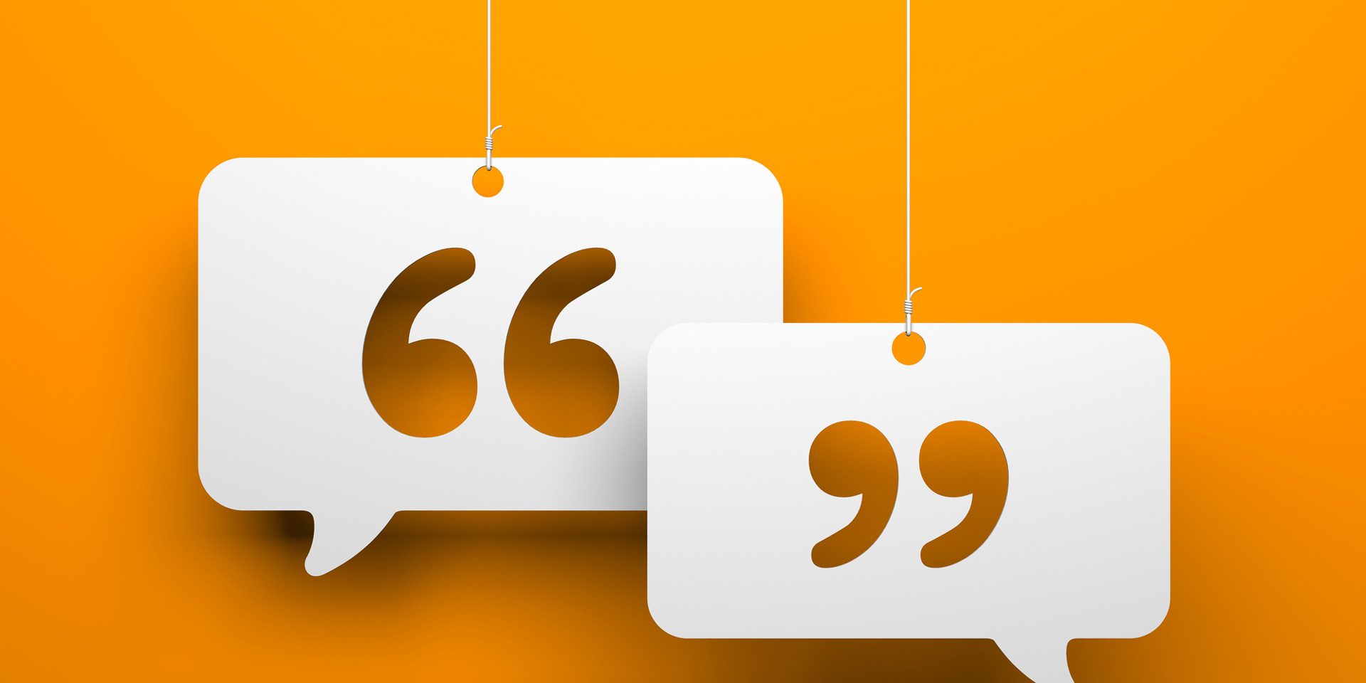 Speech marks cut out of paper