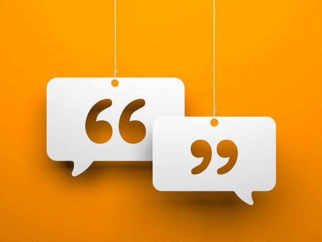 Speech marks cut out of paper